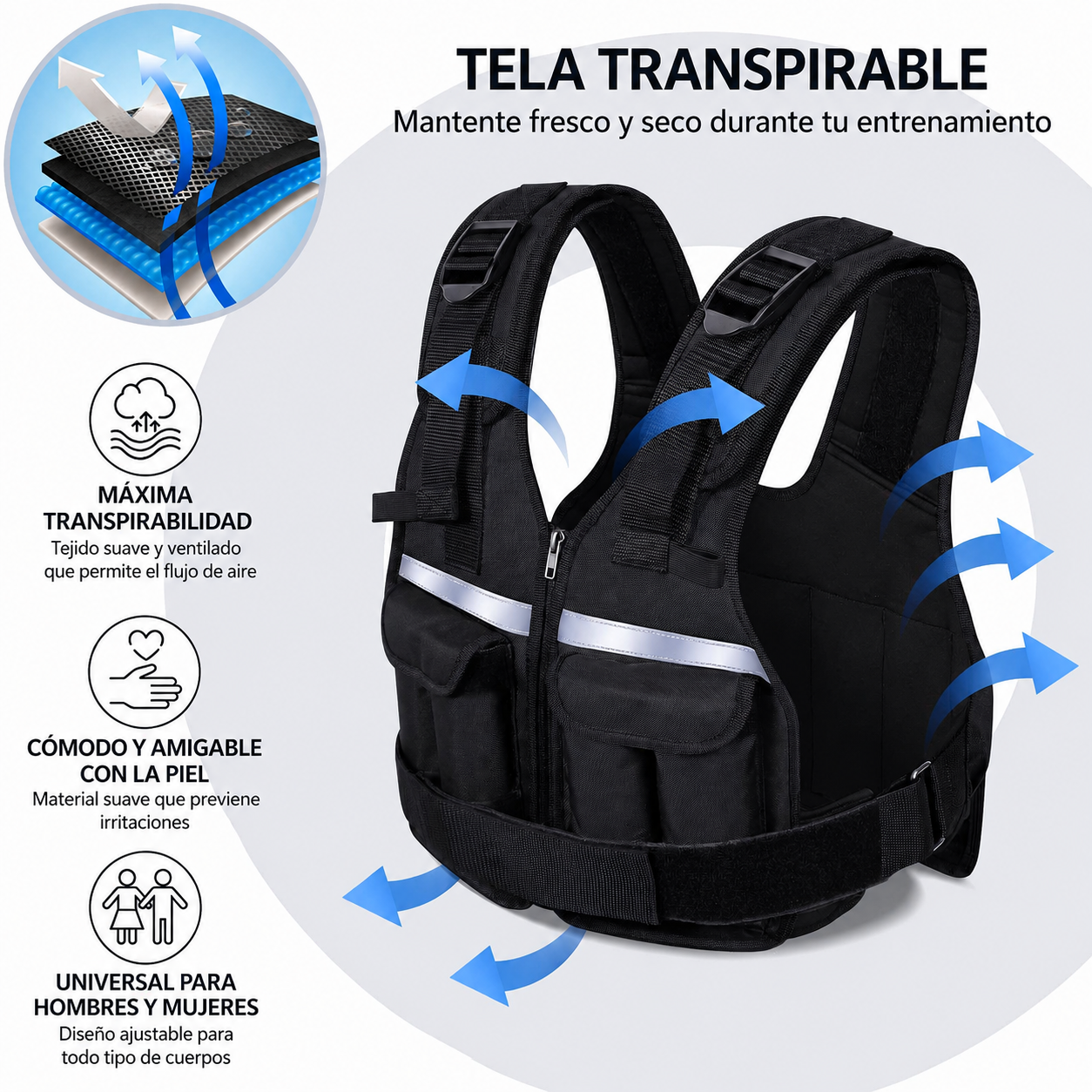 CHALECO CON PESO ALPHA 20KG PESO AJUSTABLE