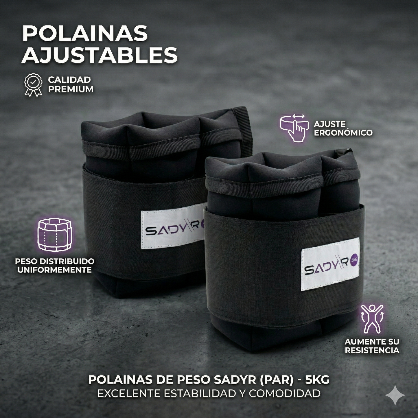 PAR DE POLAINAS 5KG PESO AJUSTABLE