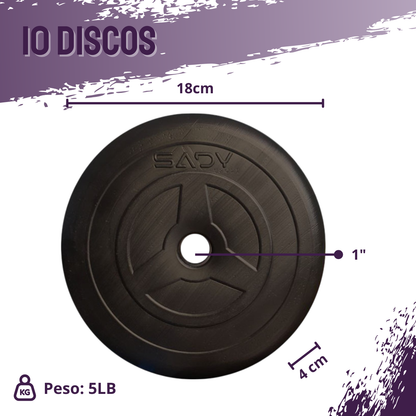 Kit Barras y discos 60lb en peso