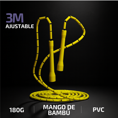 Cuerda para saltar segmentada con mangos de bambú