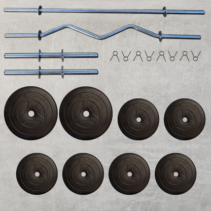 Kit de Barras y Discos 50 lb: Entrenamiento Completo para Fuerza en Casa