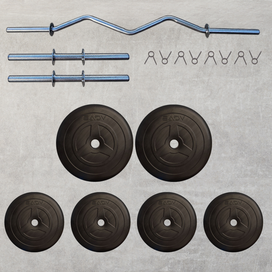 Set de Barra Z y Mancuernas con 6 Discos: Ideal para Entrenamiento en Casa